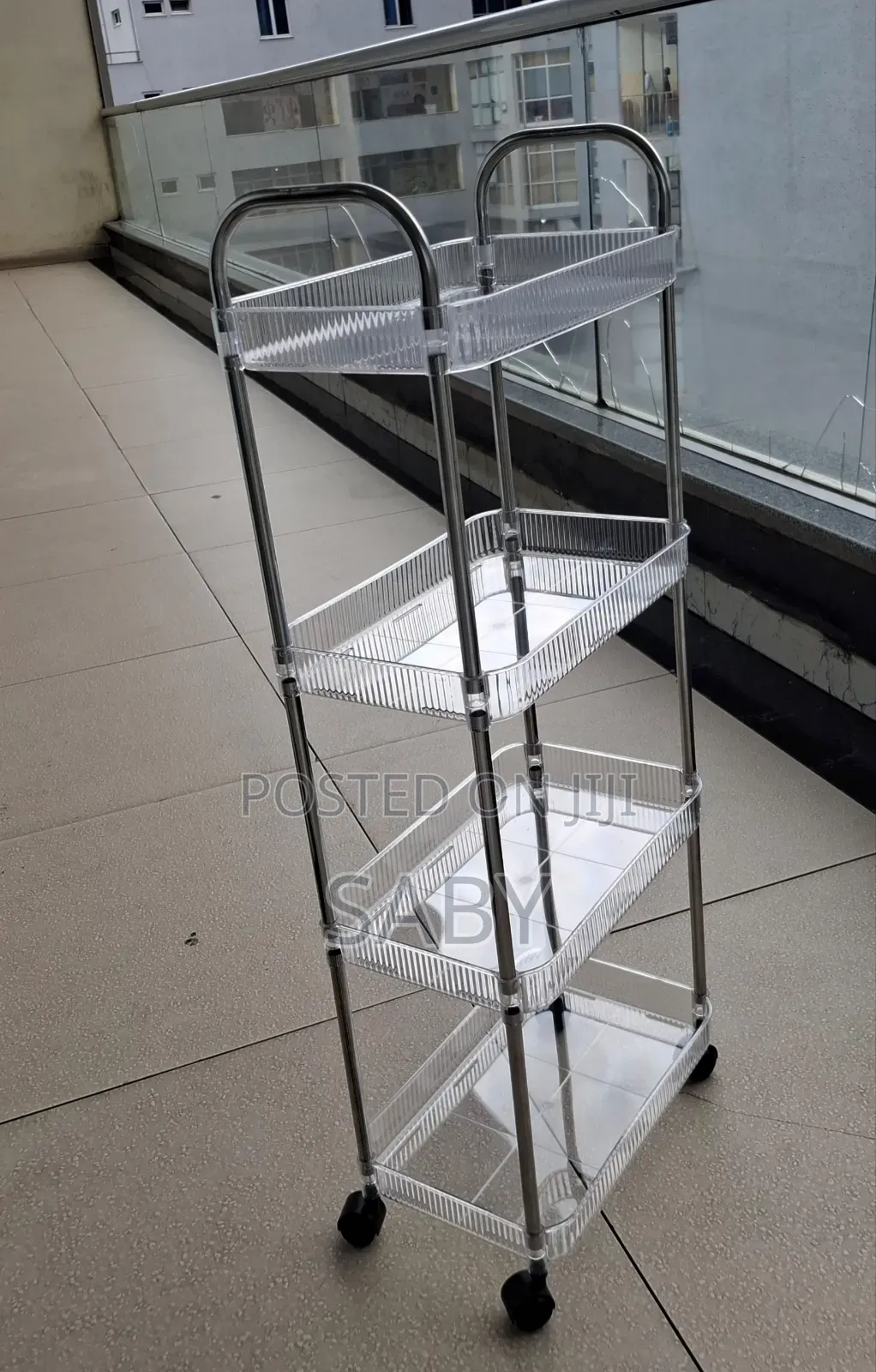 Acrylic Rolling Storage With Metal Handles