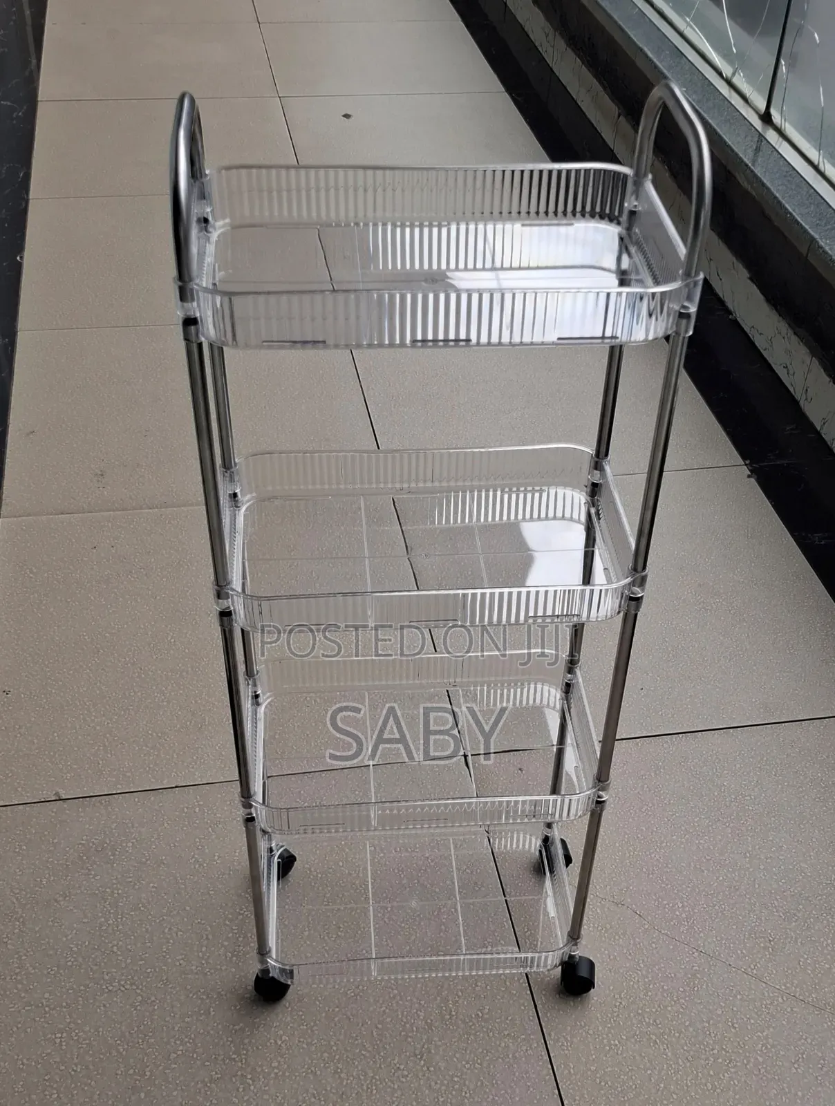 Acrylic Rolling Storage With Metal Handles