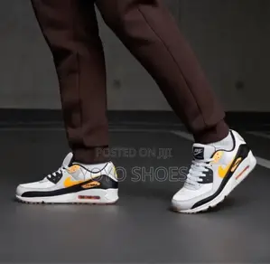 Nike Air Max 90 White, Photon Dust ,Black Laser Orange Fashion Shoes
