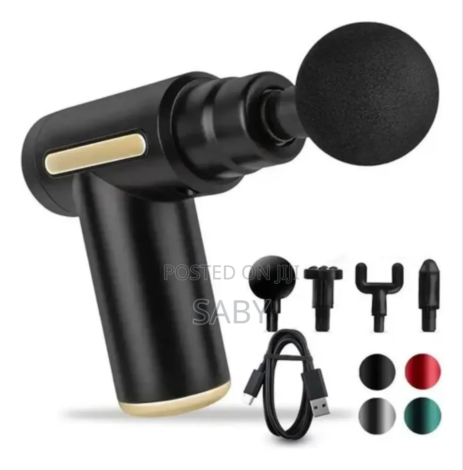 Mini Rechargeable 4-in-1 Massage Gun With Gold Detailing