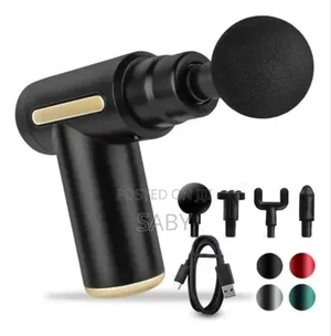 Mini Rechargeable 4-in-1 Massage Gun With Gold Detailing