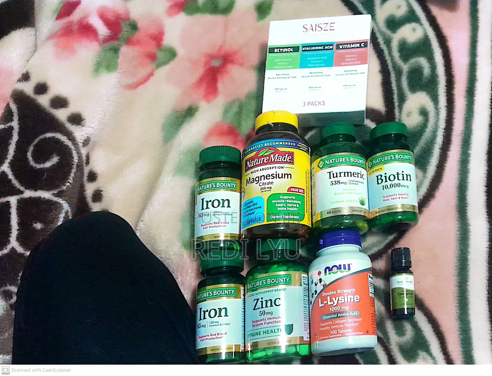 Iron, Zinc, Biotin, Turmeric, Magnesium Citrate, Organo Essential Oil