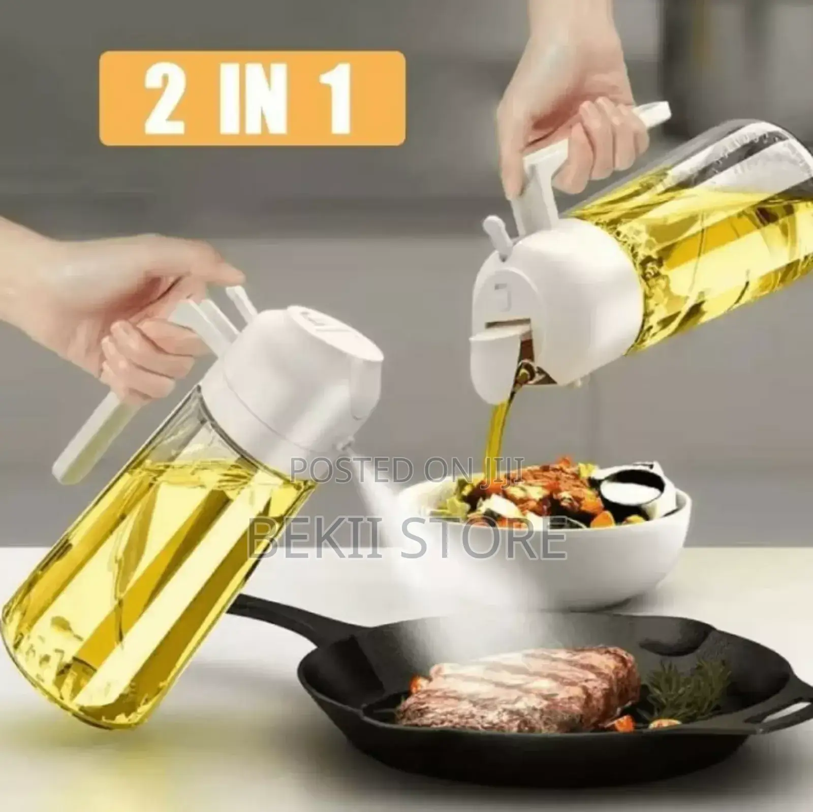 የምግብ ዘይት መጠቀሚያ ጠርሙስ 2 in 1 Oil Dispenser Sprayer