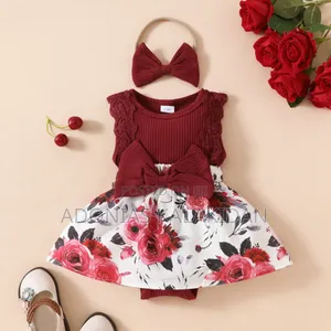 Babygirl Two Piece Set Floral Dress and Headband Set