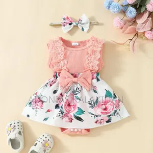 Babygirl Two Piece Set Floral Dress and Headband Set
