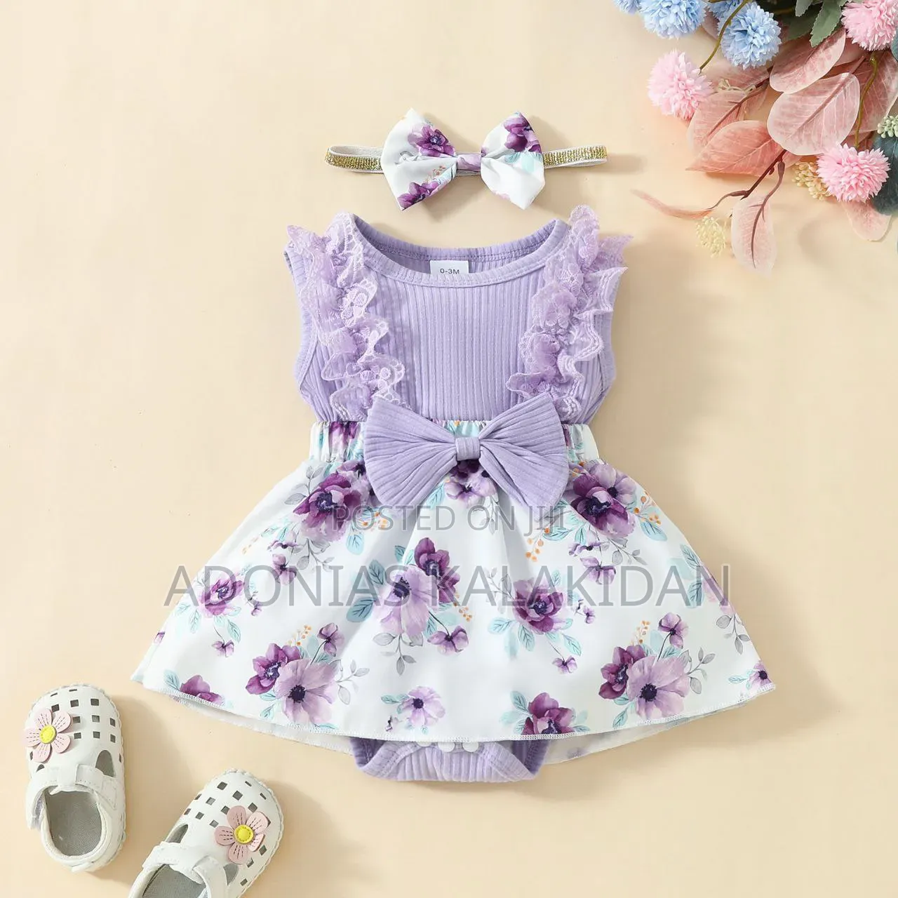Babygirl Two Piece Set Floral Dress and Headband Set