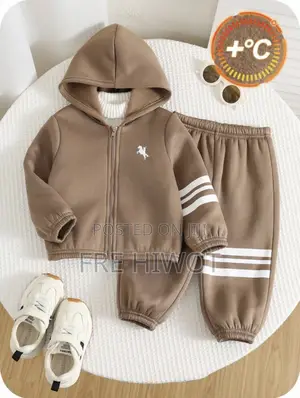 2pcs Baby Boys Thermal Lined Hoodie Sweatshirt and Jogger Pants