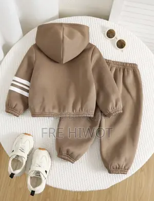 2pcs Baby Boys Thermal Lined Hoodie Sweatshirt and Jogger Pants