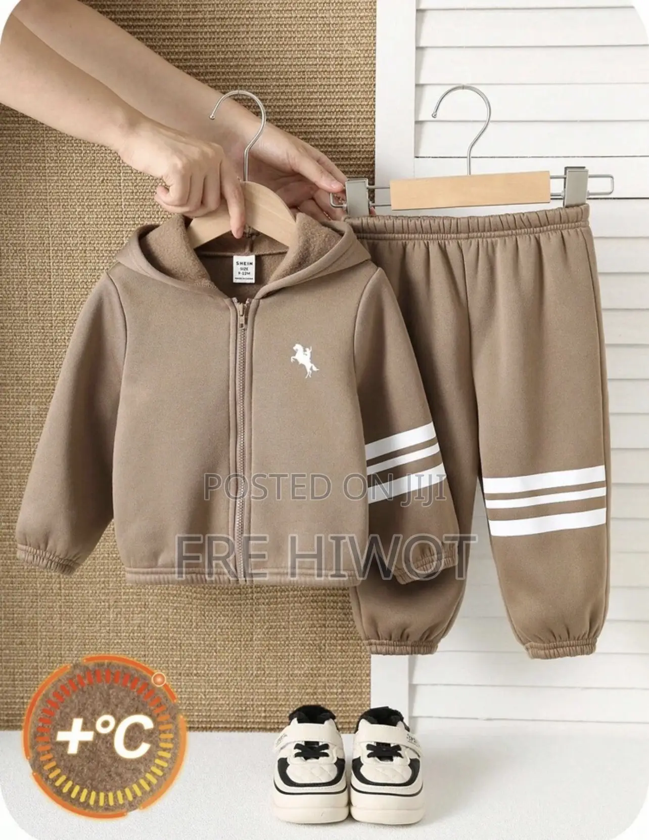 2pcs Baby Boys Thermal Lined Hoodie Sweatshirt and Jogger Pants