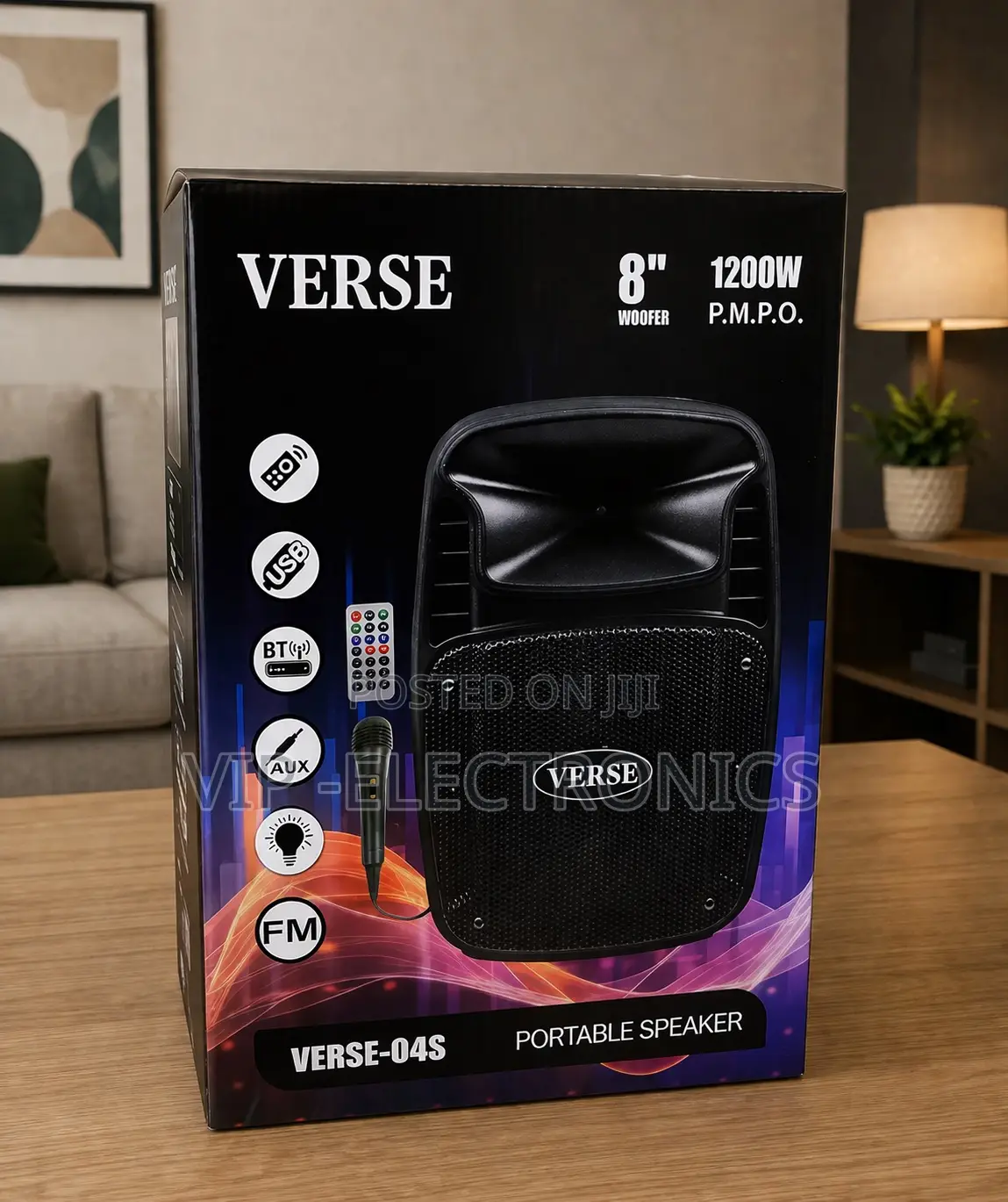Verse Portable Speaker - 8" Woofer 1200w P.M.P.O.