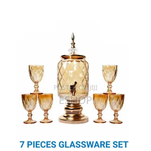 Vintage Gold Amber Drinkware Set – Centerpiece Dispenser Glasses