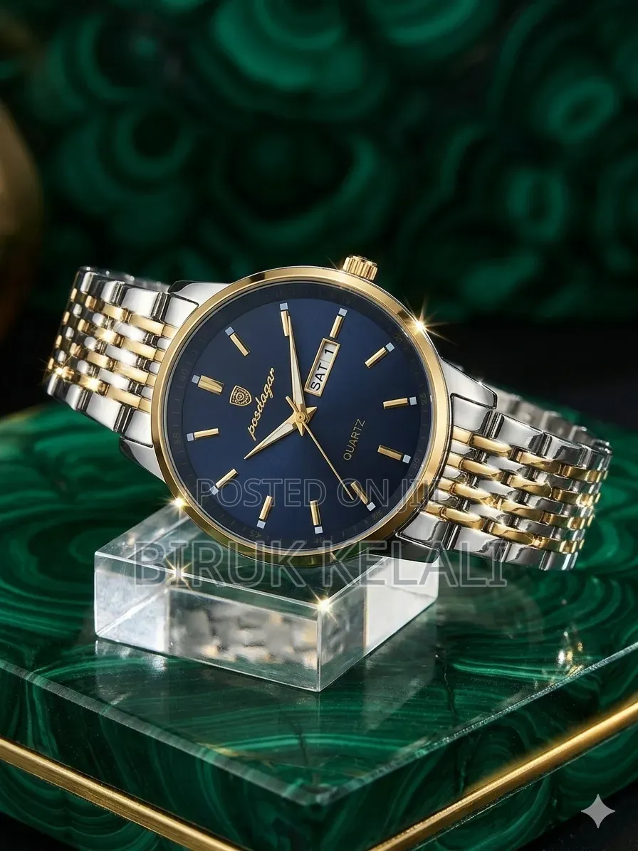 Poedagar Men's Luxury Quartz Watch Featuring a Blue Dial and a Two-Ton