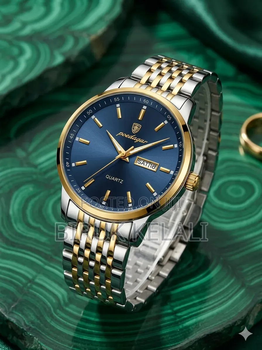 Poedagar Men's Luxury Quartz Watch Featuring a Blue Dial and a Two-Ton