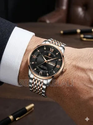 Poedagar Men's Stainless Steel Business Quartz Watch in a Two-Tone Ros
