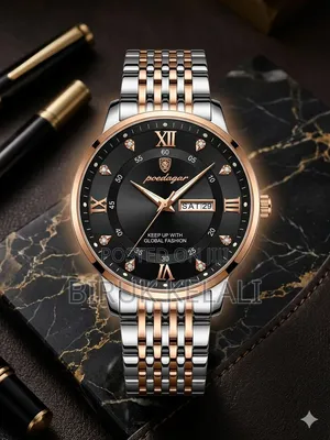 Poedagar Men's Stainless Steel Business Quartz Watch in a Two-Tone Ros
