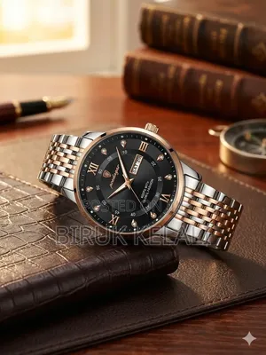 Poedagar Men's Stainless Steel Business Quartz Watch in a Two-Tone Ros