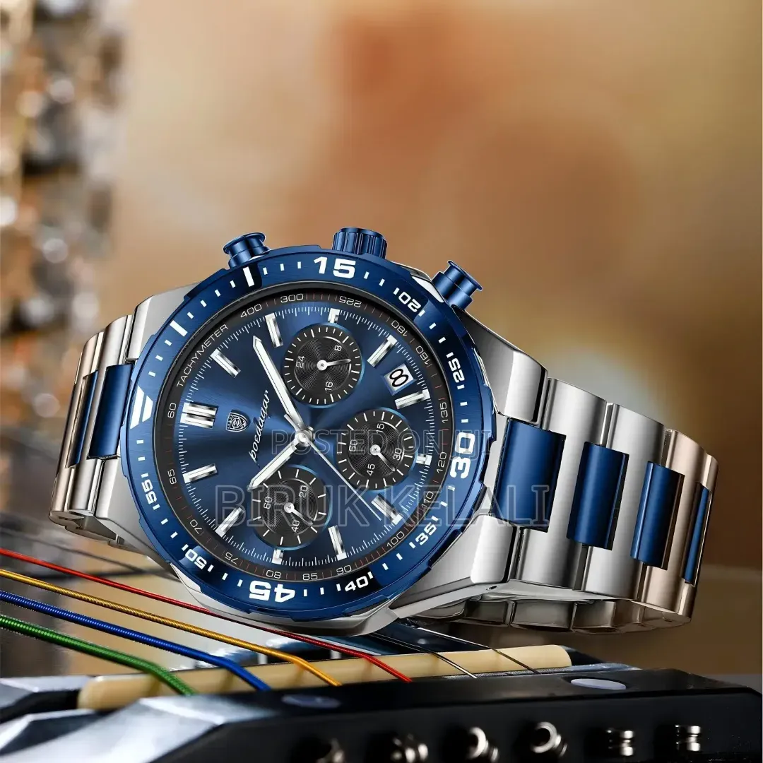 Poedagar 697 Business Luminous Waterproof Wristwatch With a Blue Dial