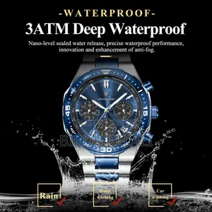 Poedagar 697 Business Luminous Waterproof Wristwatch With a Blue Dial