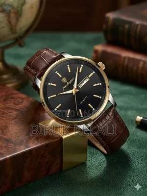 Poedagar 832 Men's Quartz Watch Featuring a Gold-Toned Case,Black Dial