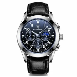 Poedagar Men's Luxury Chronograph Wristwatch With a Blue Dial Andblack
