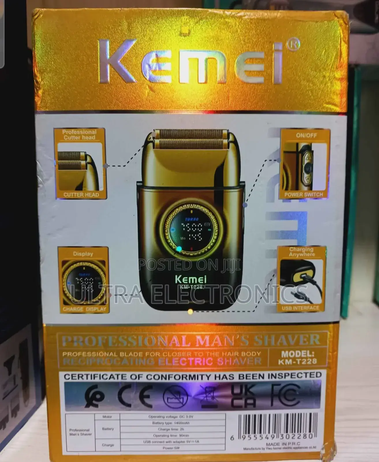 Kemei Km-T228 Electric Shaver and Trimmer. Features: Dual Foil