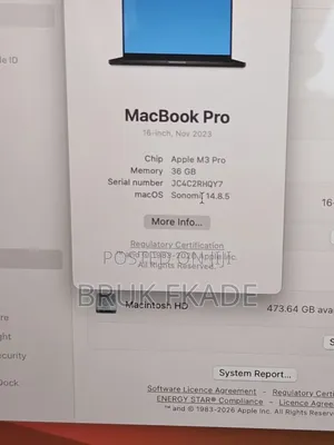New Apple MacBook Pro 2023 M3 Pro 16-inch 36GB Apple M3 Pro SSD 512GB