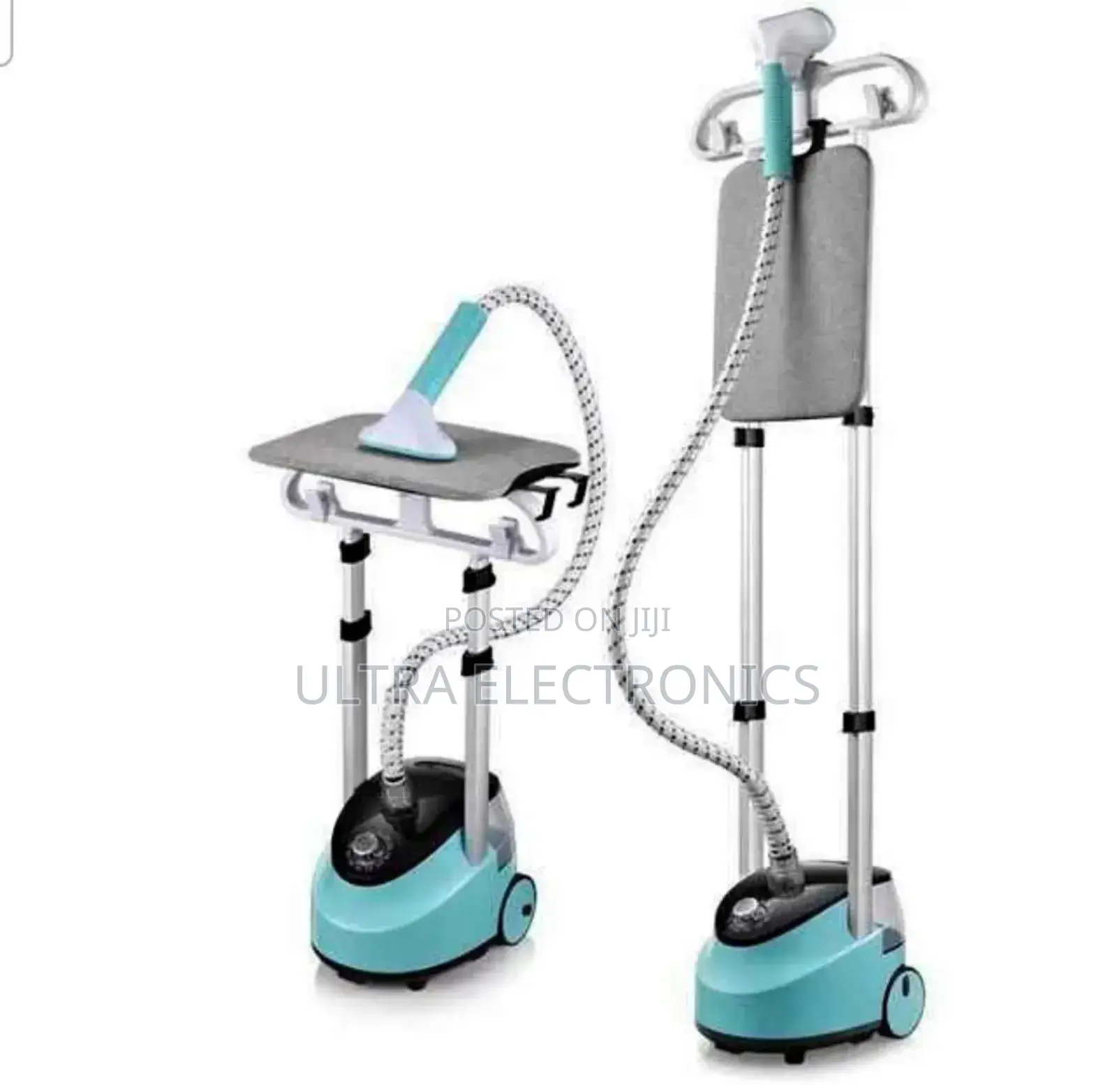 Garment Steamer With a Built-in Ironing Board and Adjustable Height.