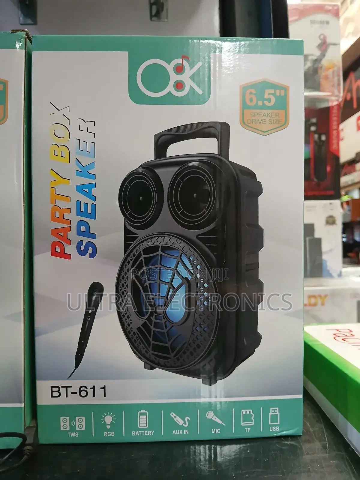 Party Box Speaker (Model Bt-611). Speaker Size: 6.5 Inches.