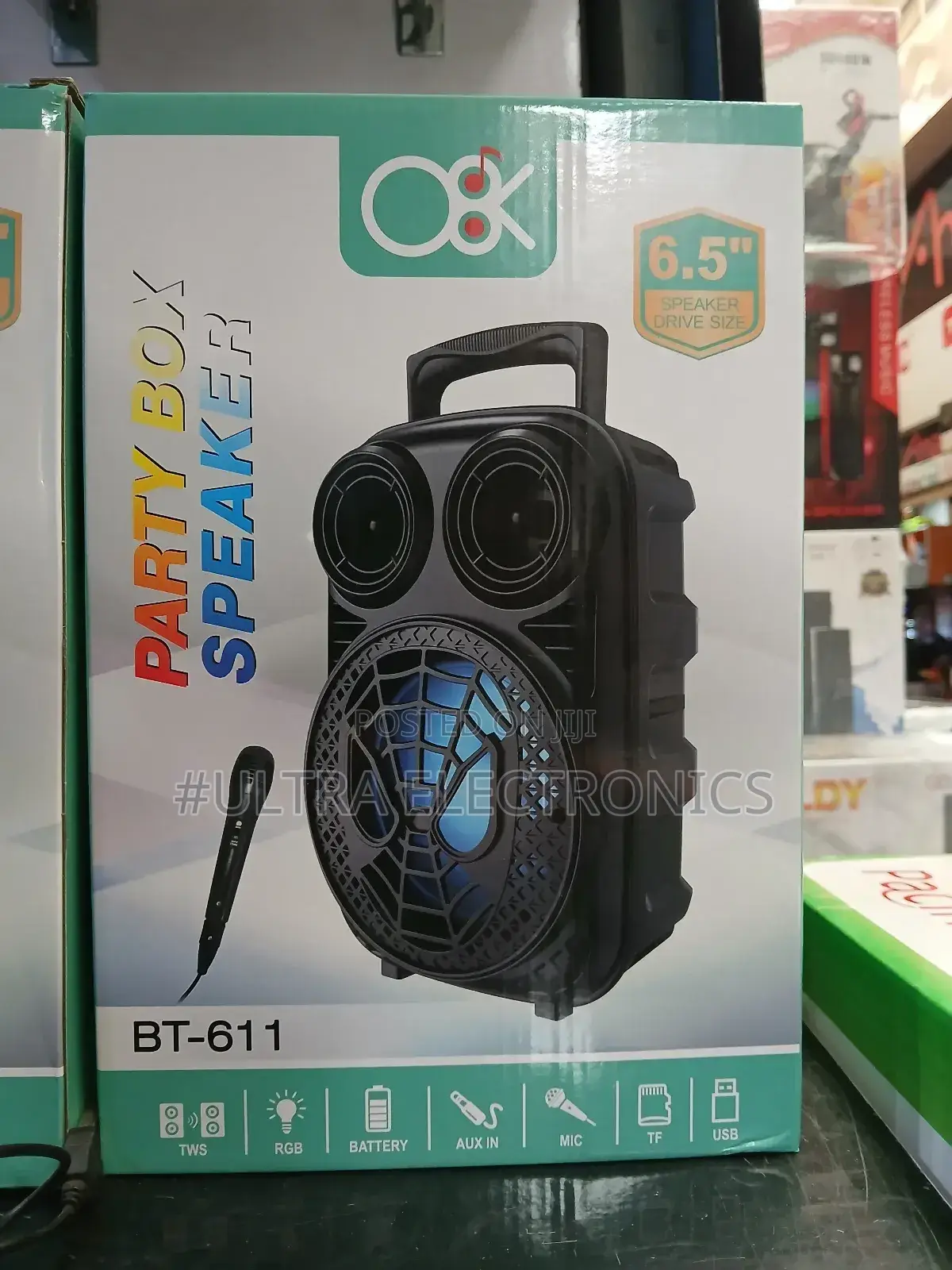 Party Box Speaker (Model Bt-611). Speaker Size: 6.5 Inches.