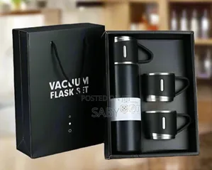 Stainless Steel Vacuum Flask Gift Set in Black.S. Was With Ss. And. S