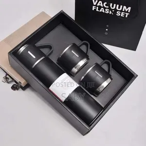 Stainless Steel Vacuum Flask Gift Set in Black.S. Was With Ss. And. S