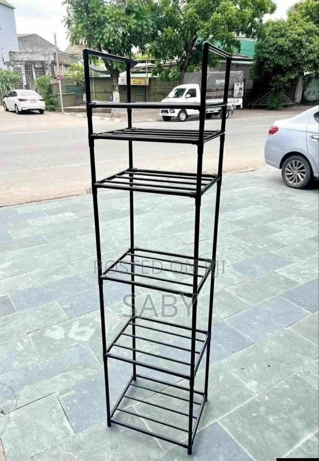 This Is a 6-Tier Rolling Kitchen Storage Rack in Black.