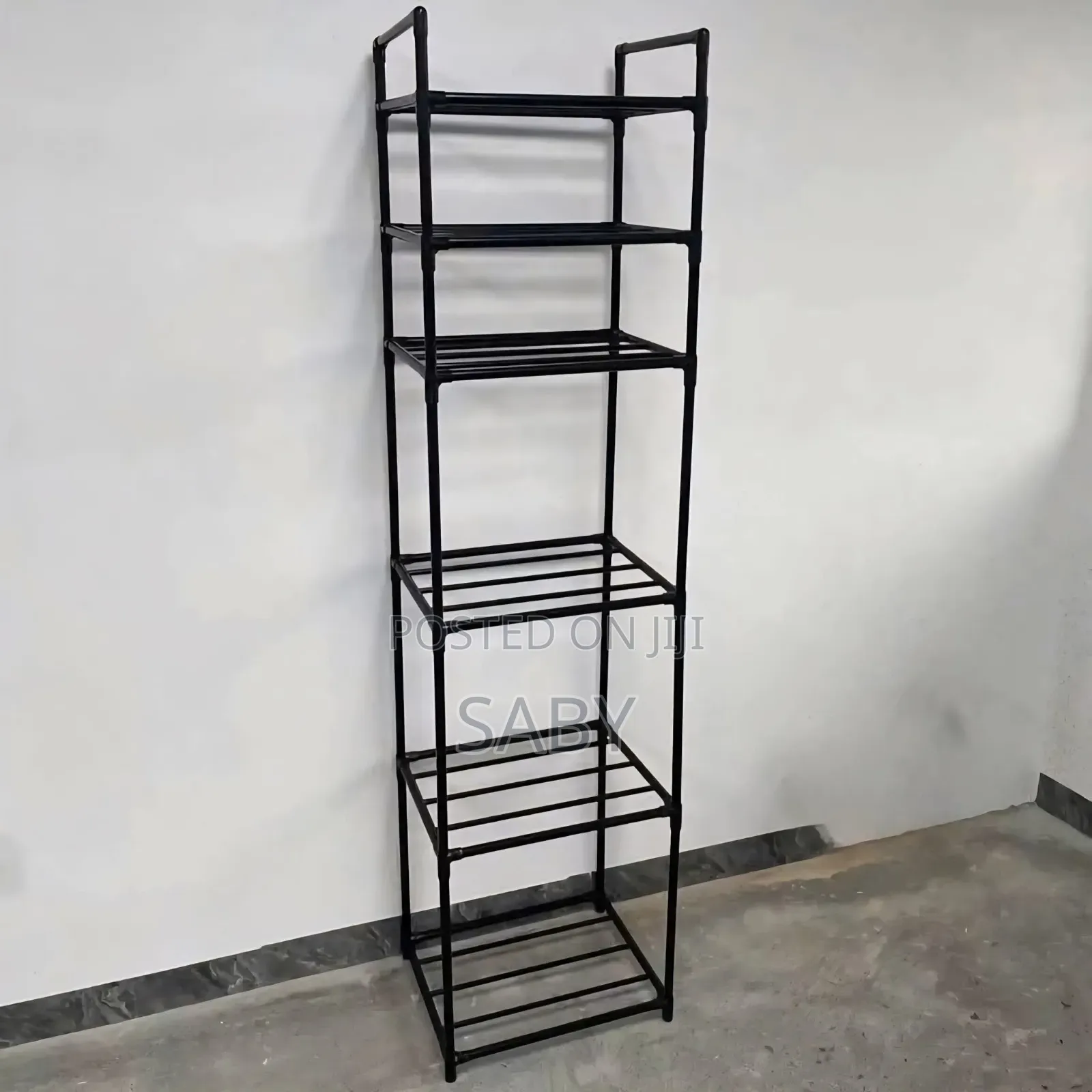 This Is a 6-Tier Rolling Kitchen Storage Rack in Black.