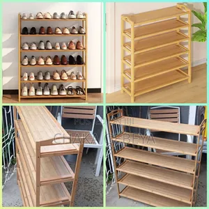6-Layer Wood Shoe Shelf–Secure Screw Fitting,Strong Stable Structure,