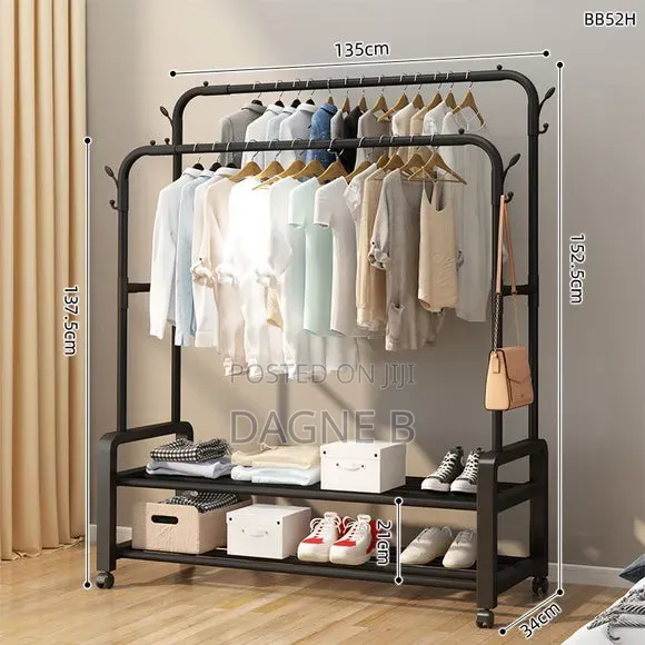 Double Pole Garment Rack የልብስ ማስጫ