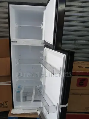 Midea Black Top-Freezer Refrigerator, Likely or Similar, Based on Its