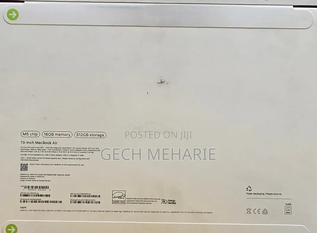 New Laptop Apple MacBook Air 2026 M5 13-inch 16GB Apple M5 SSD 512GB