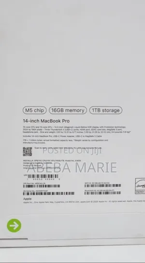 New Laptop Apple MacBook Pro 2025 M5 14-inch 16GB Apple M5 Pro SSD 1T