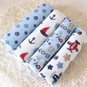 Set of Four 100% Cotton Flannel Receiving Blankets