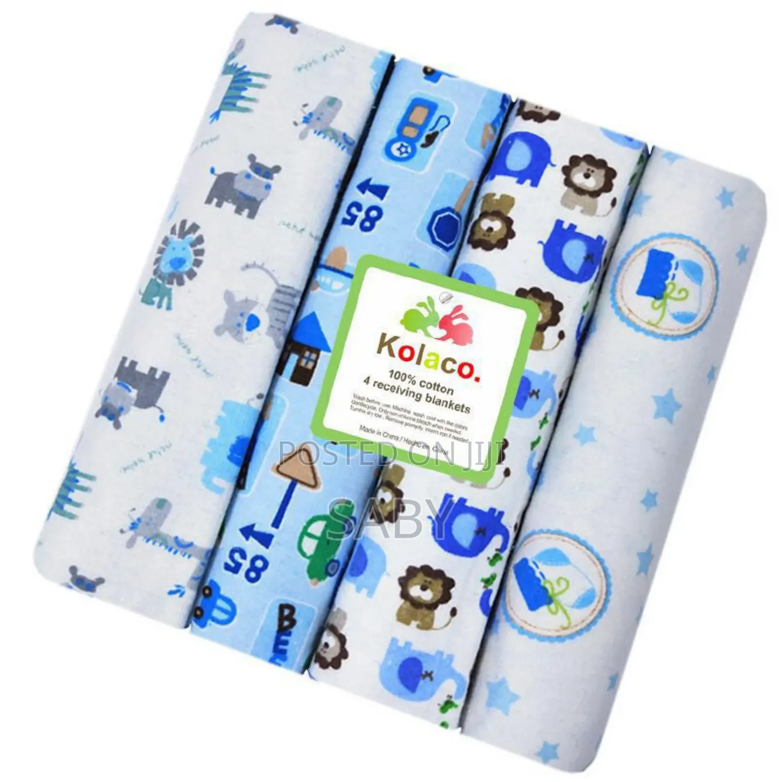 Set of Four 100% Cotton Flannel Receiving Blankets