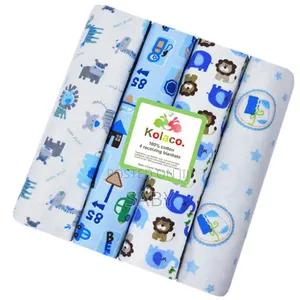 Set of Four 100% Cotton Flannel Receiving Blankets