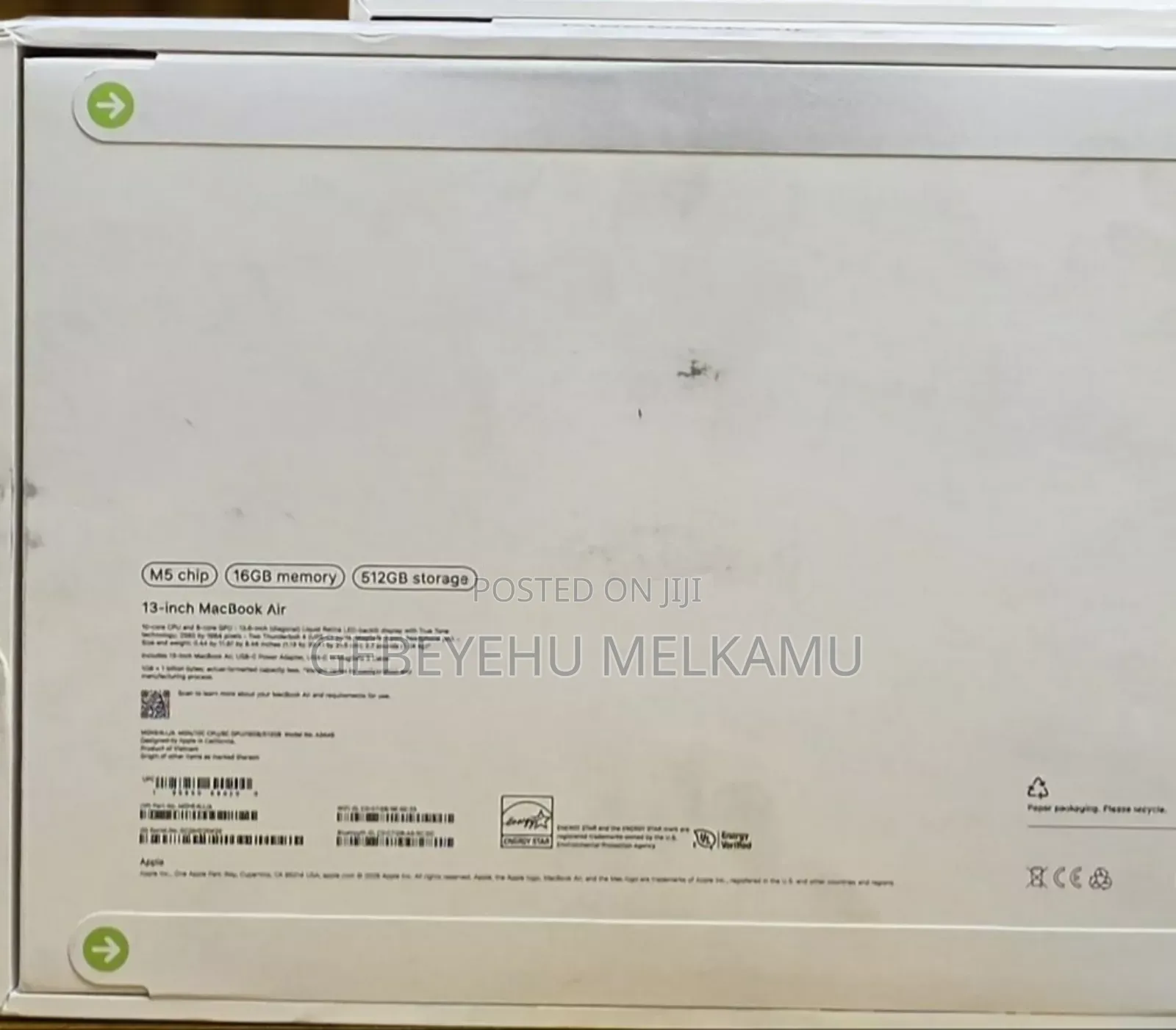 New Laptop Apple MacBook Air 2026 M5 13-inch 16GB Apple M5 SSD 512GB