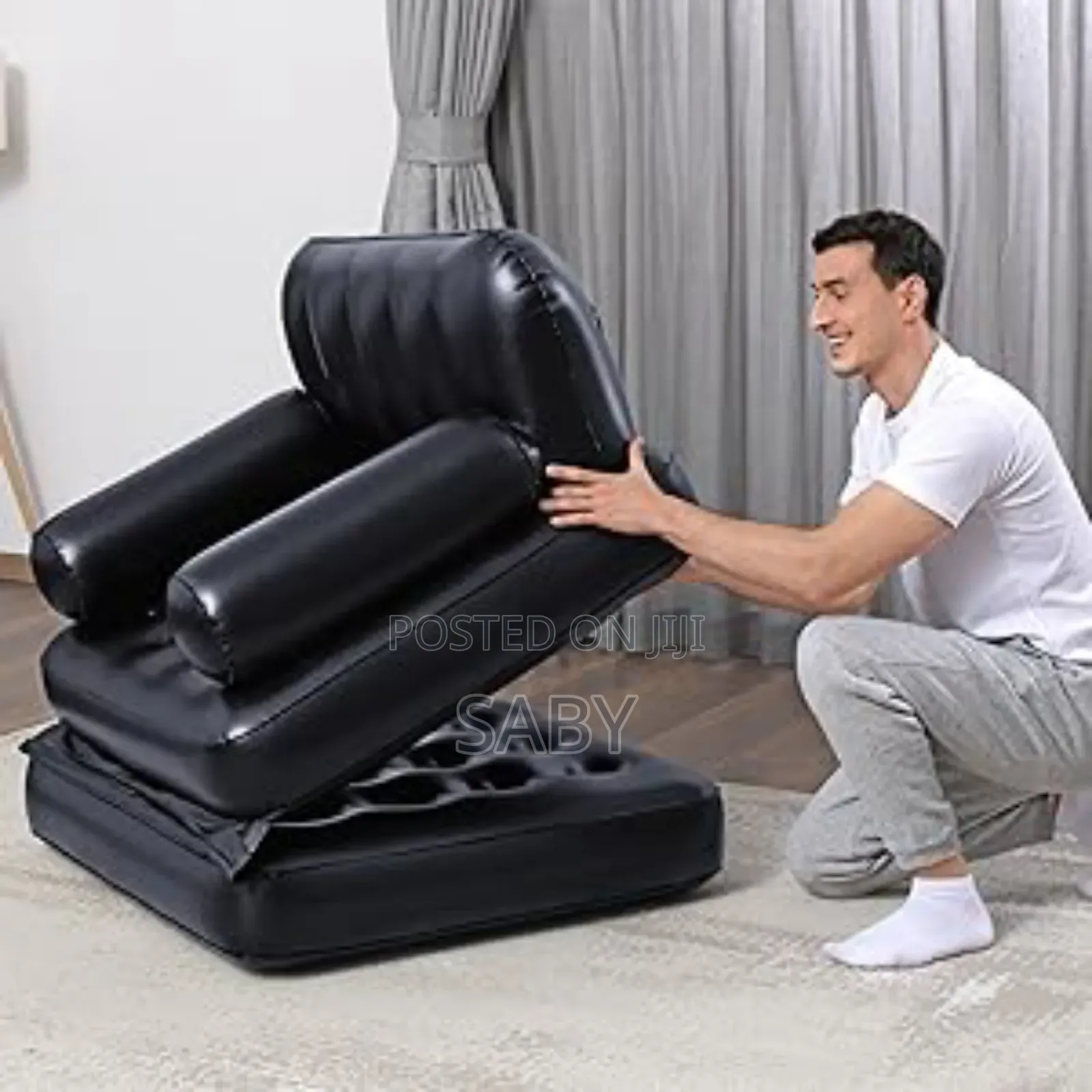 4'in-1 Black Multifunctional Inflatable Sofa Bed.