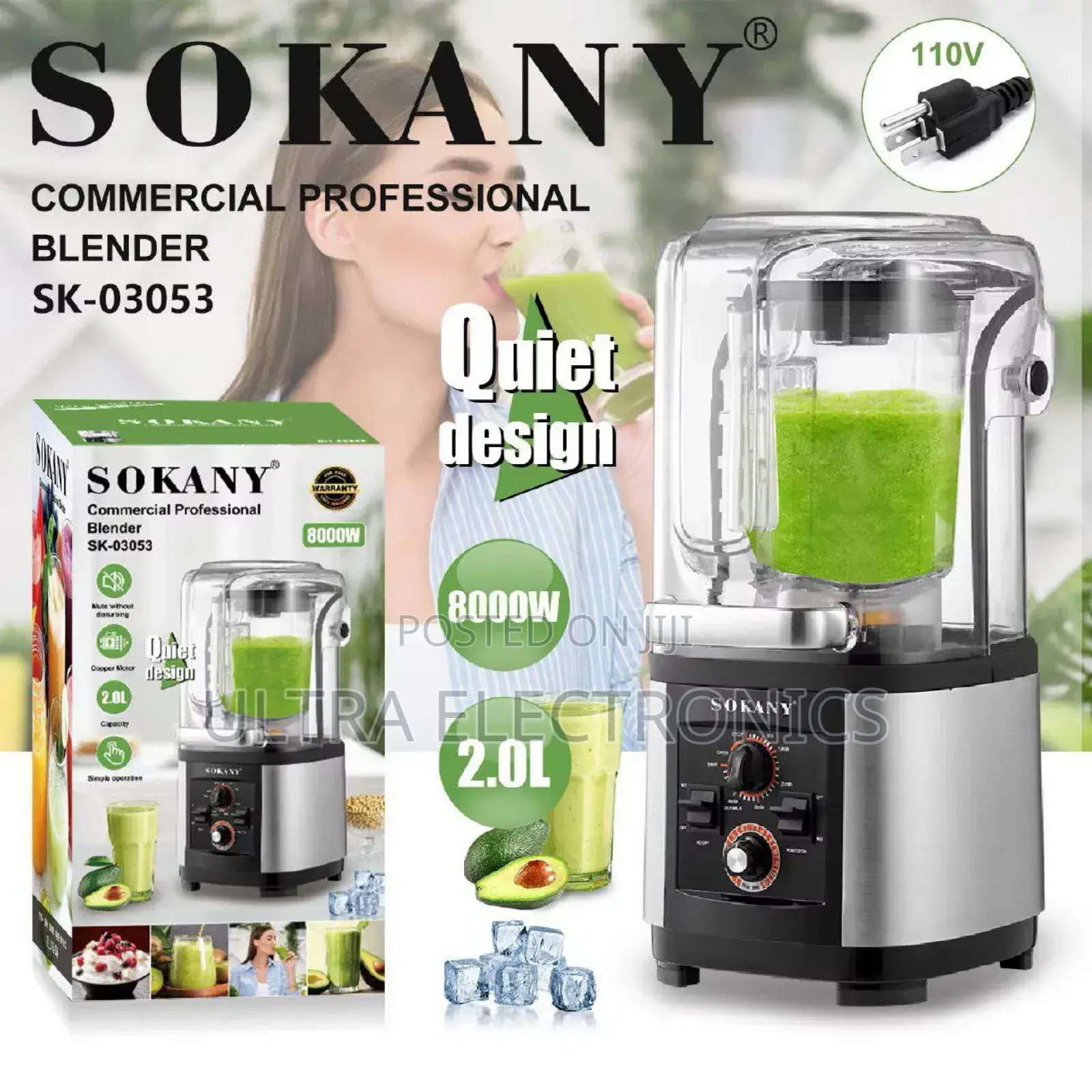 Blender Sokany Commercial Professional Model Sk-03053 Stainless Steel