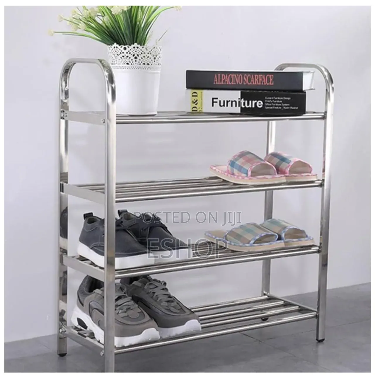 4-Layer Stainless Steel Shoe Rack With 85cm Height Clearance