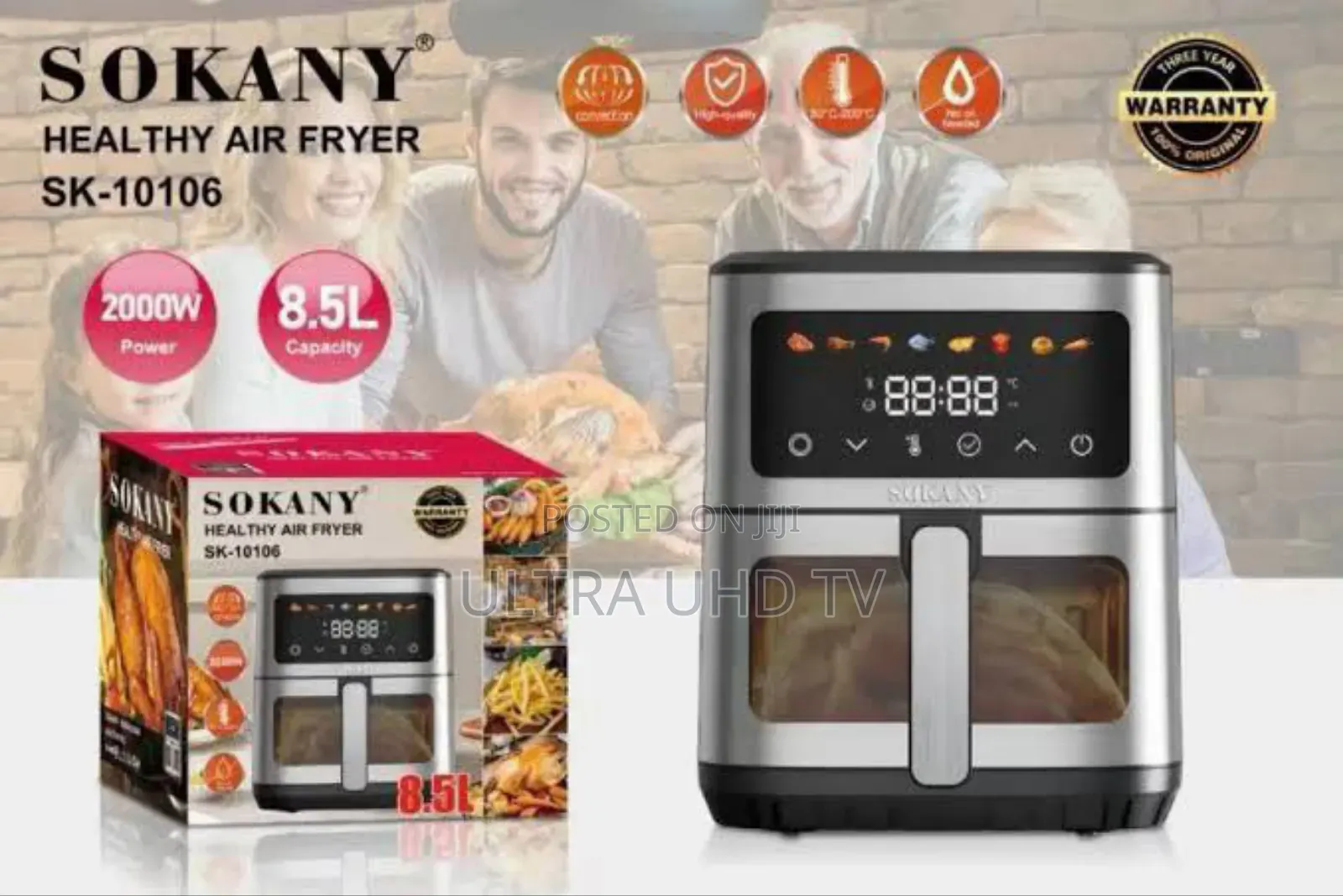 Air Fryer Sokany Healthy Sk-10106 Featuring a Digital Touch Screen