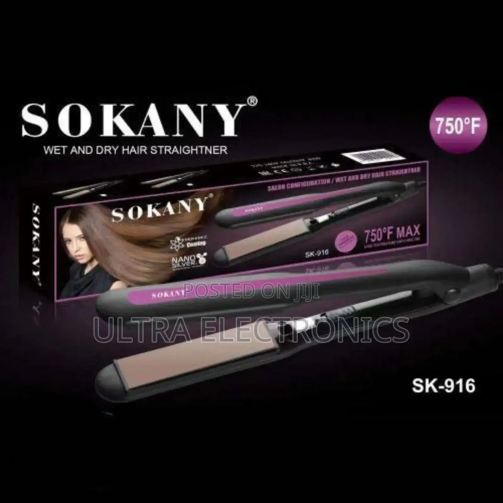Straightener.Sokany Sk-916 Wet and Dry Hair