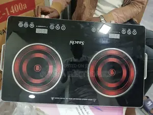 Stove Saachi Sc-7038 Double Burner Electric Featuring a Black