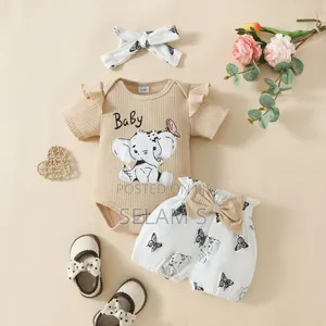 Babygirl Three Piece Set Short, Tshirt Headband Set