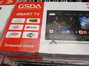 Gsda Brand Smart Television in a White and Red Box. Key Features: The